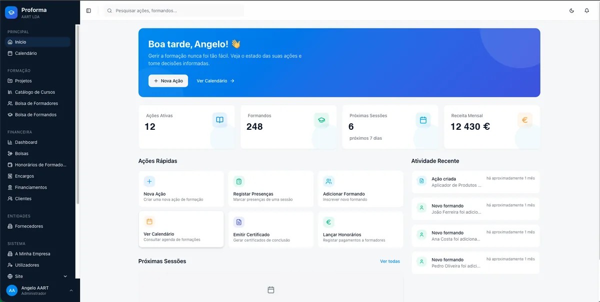 Plataforma Proforma — dashboard